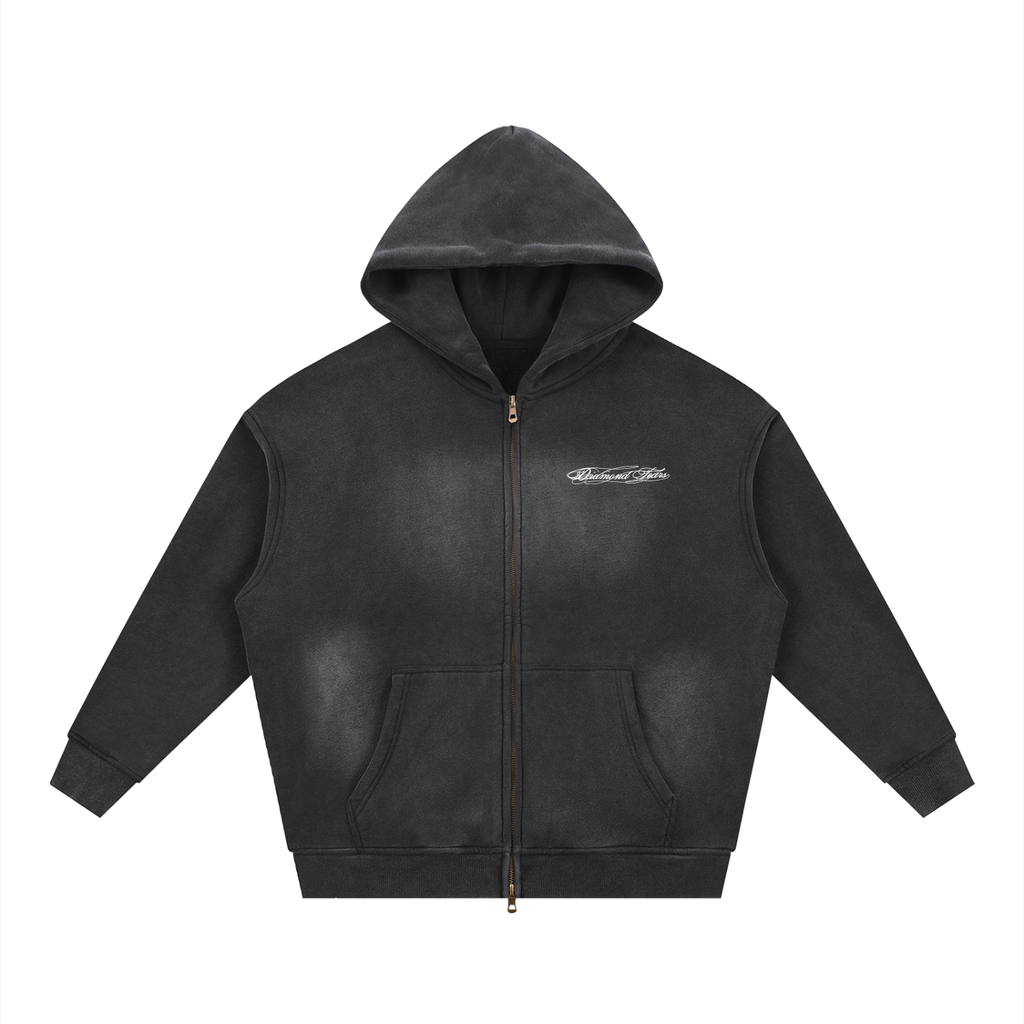 Sunfade Two-way Zipper Boxy Fleece Hoodie