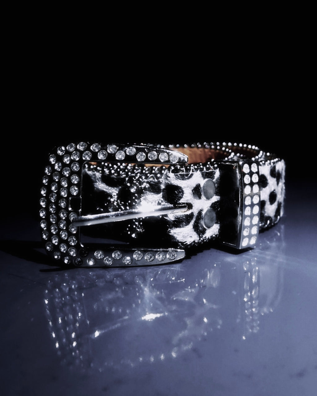 Snow Leopard Rhinestone Belt V1