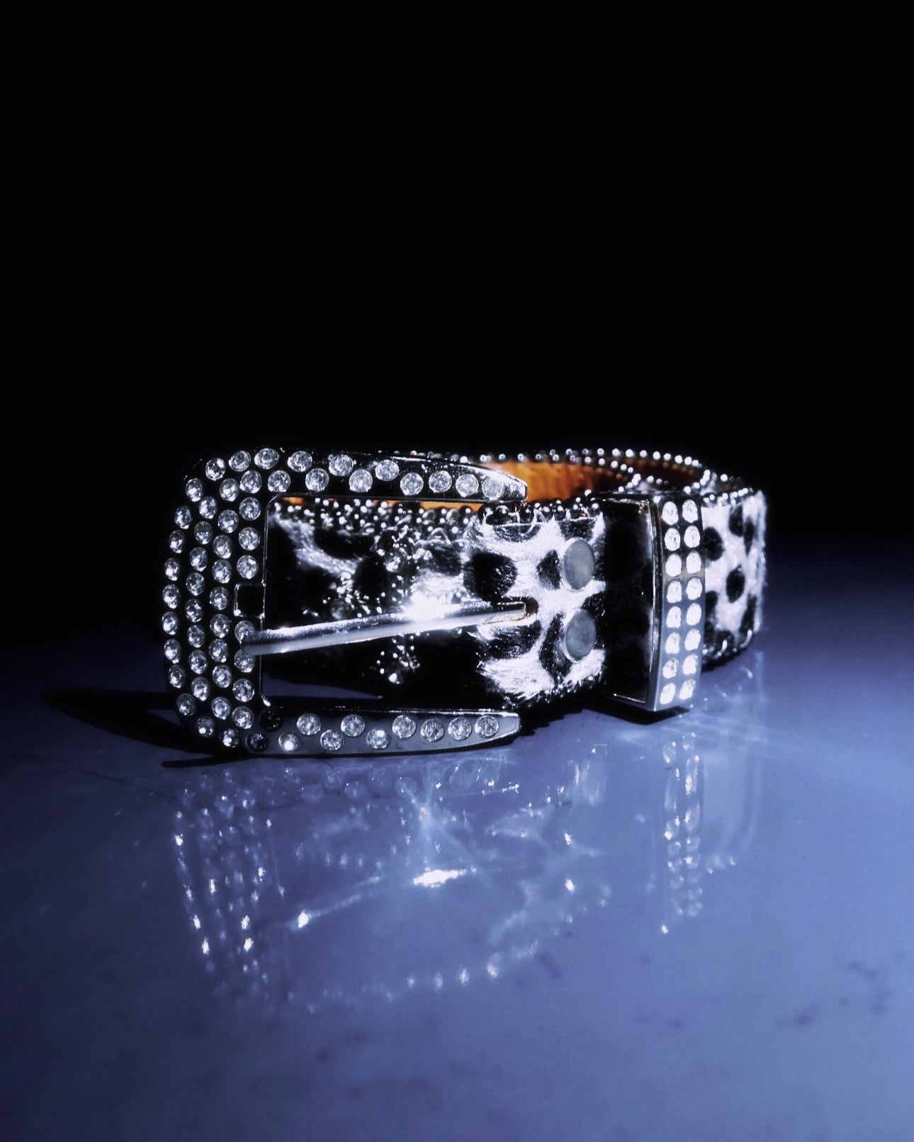 Snow Leopard Rhinestone Belt V1