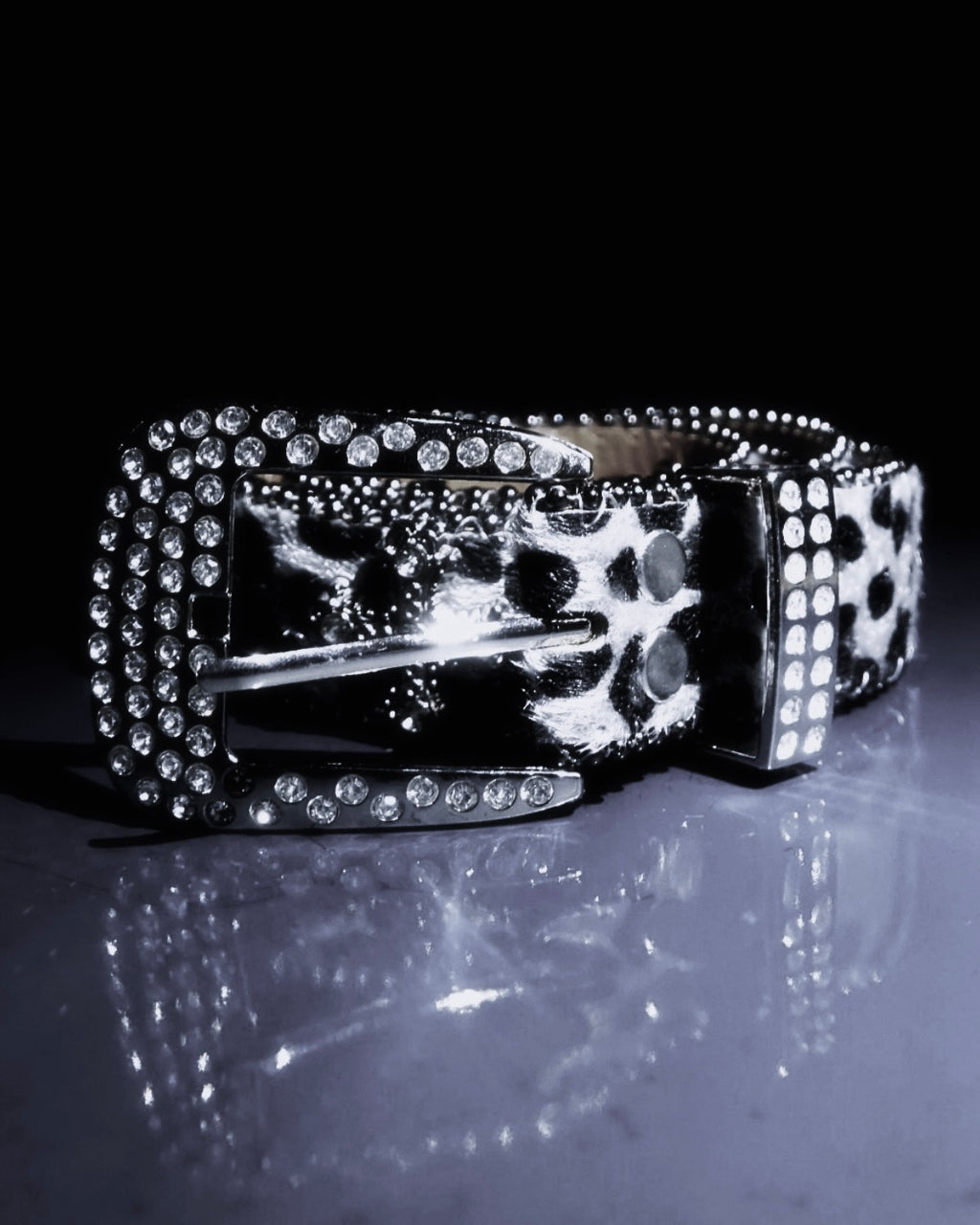 Snow Leopard Rhinestone Belt V1