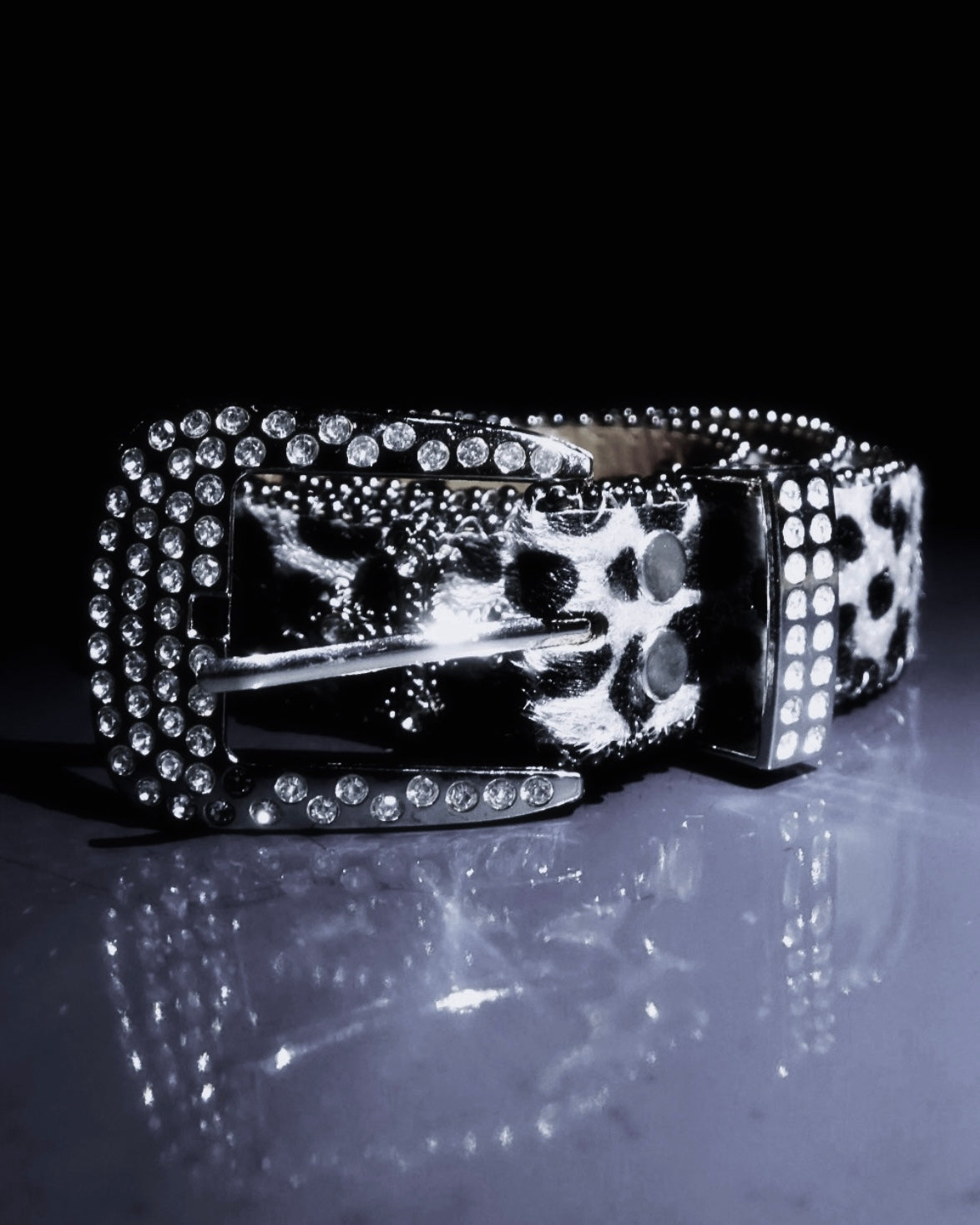 Snow Leopard Rhinestone Belt V1
