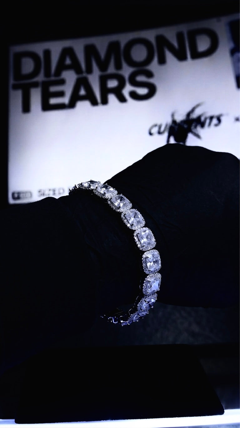 10mm Baguette Cluster Tennis Bracelet - White Gold