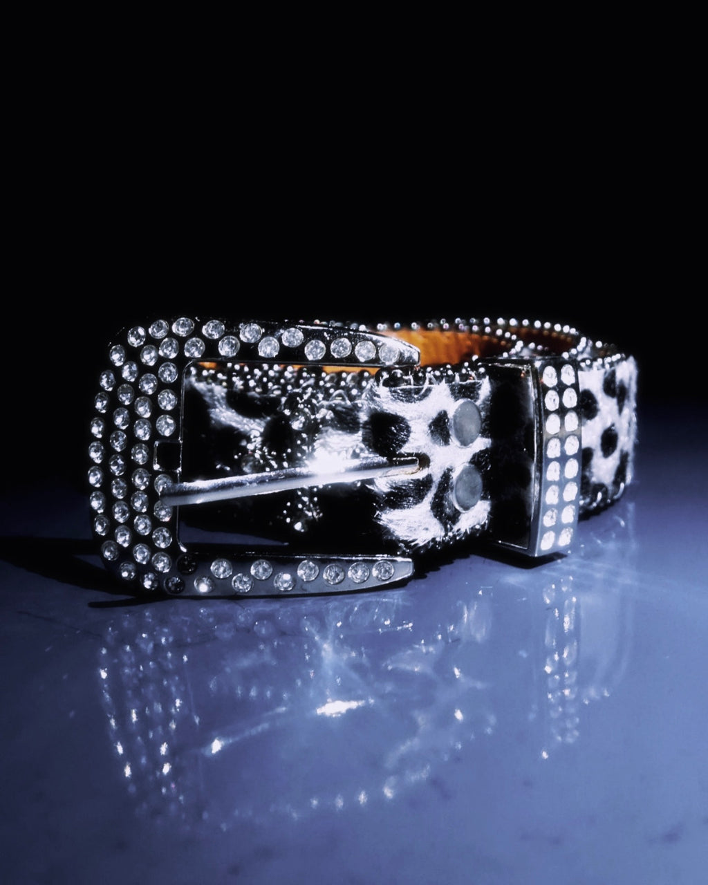 Snow Leopard Rhinestone Belt V1