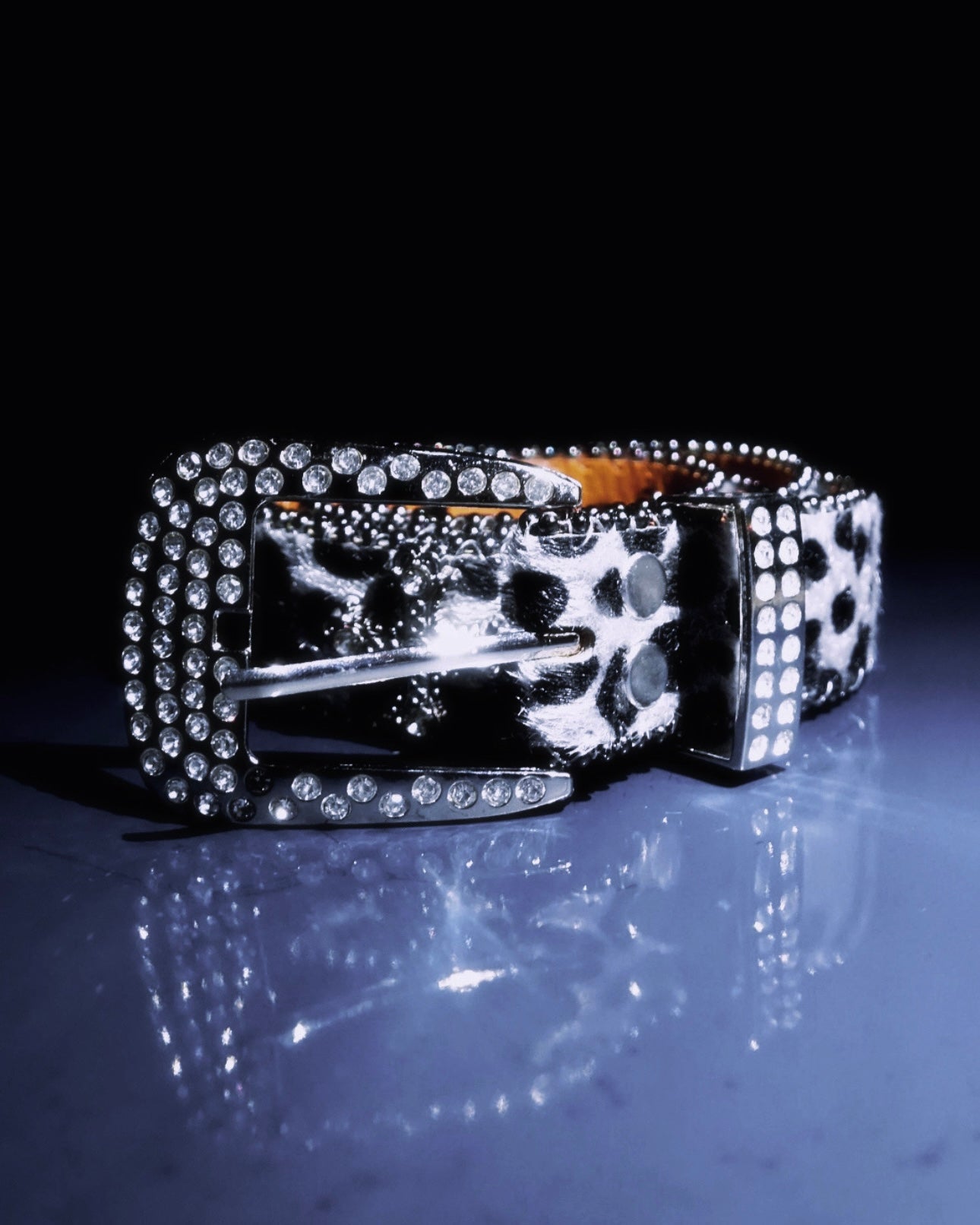 Snow Leopard Rhinestone Belt V1