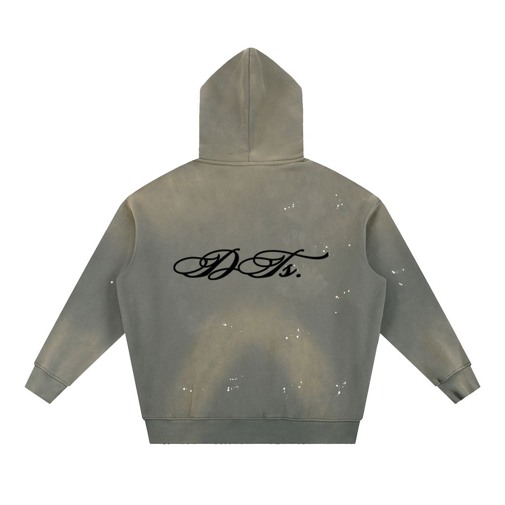 Vintage Washed Frayed Fleece Hoodie