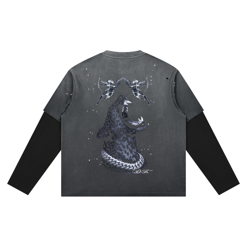 Unisex Vintage Wash Distressed Layer T-Shirt