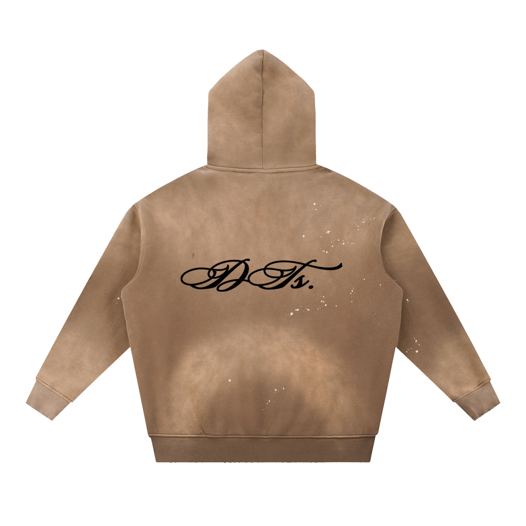 Vintage Washed Frayed Fleece Hoodie