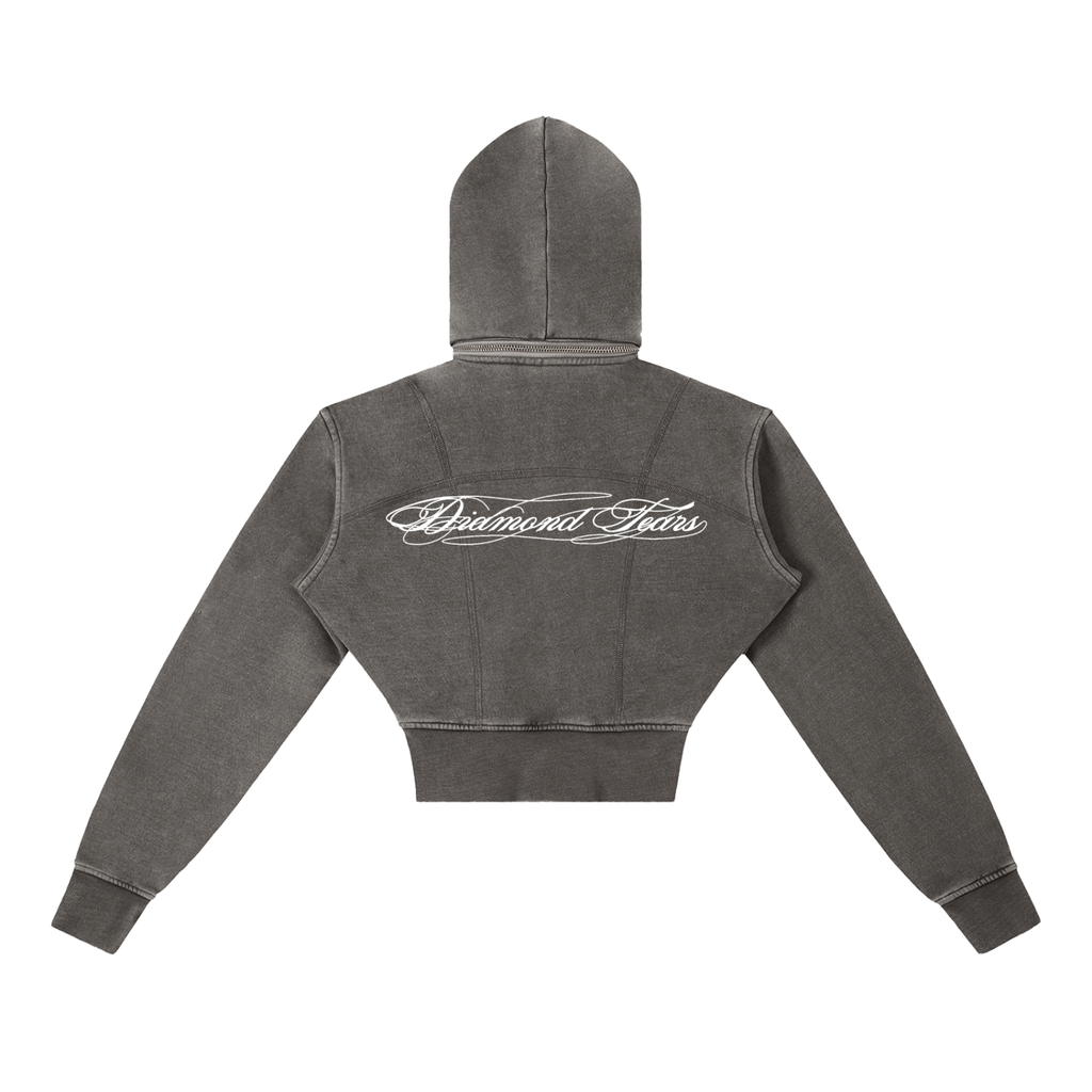 Vintage Washed Cropped Fleece Hoodie