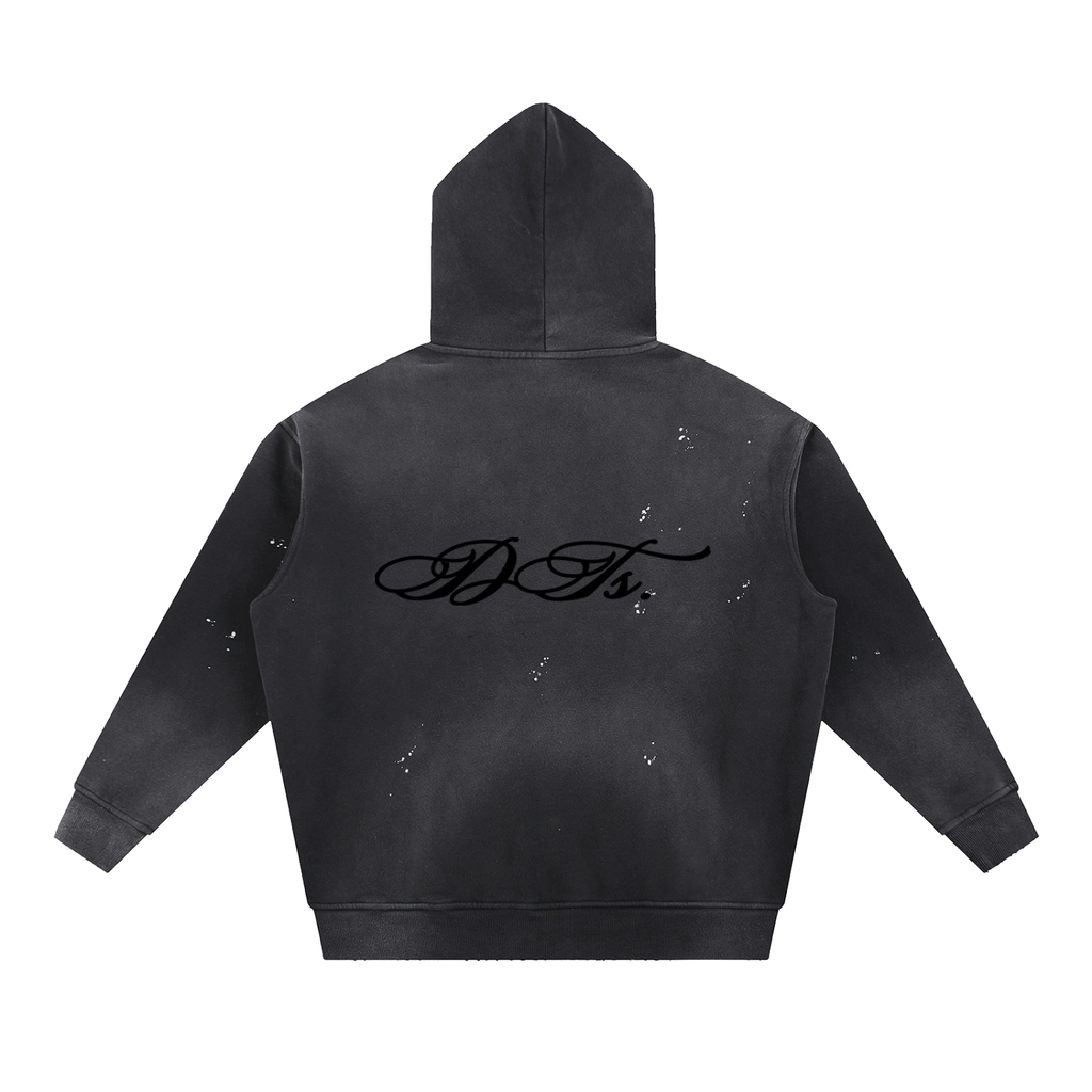 Vintage Washed Frayed Fleece Hoodie