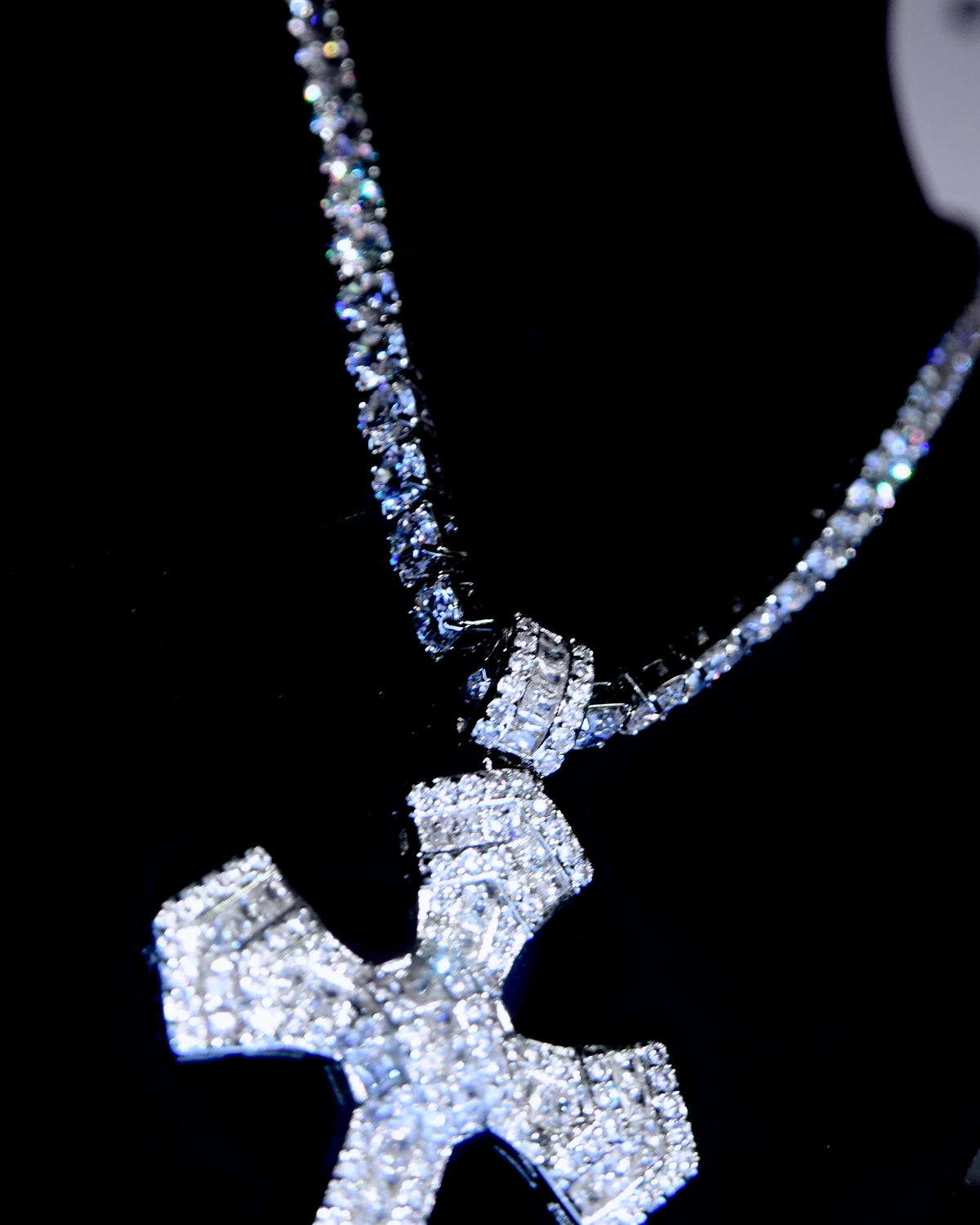 3mm-5mm Tennis Chain + Cross Pendant Set