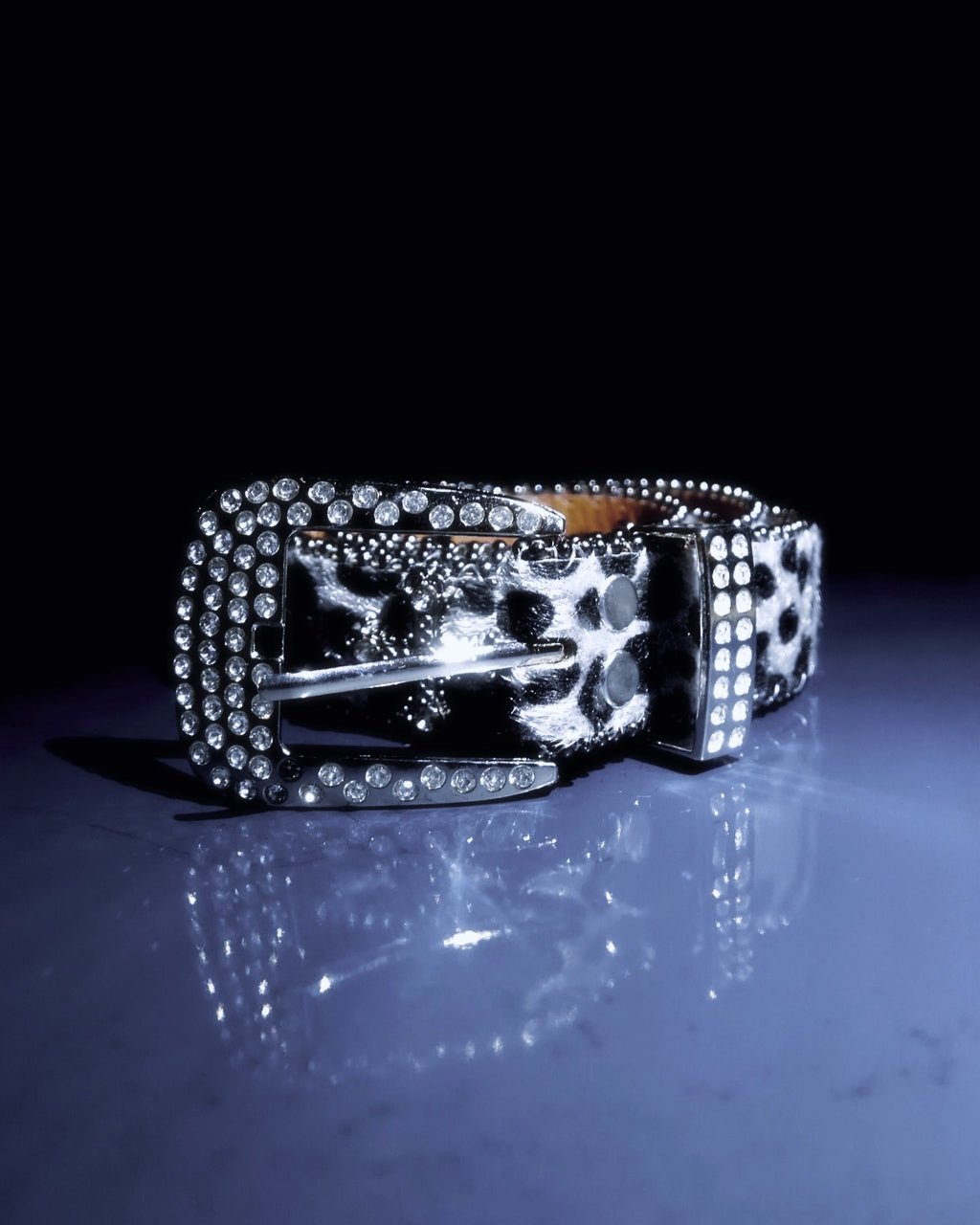 Snow Leopard Rhinestone Belt V1
