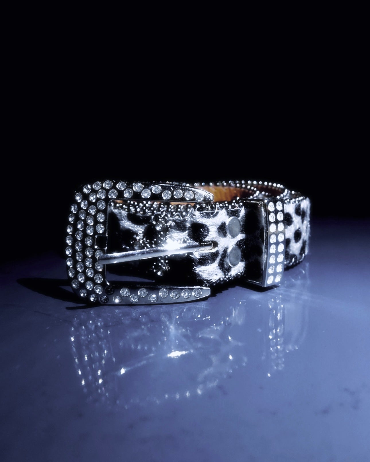 Snow Leopard Rhinestone Belt V1