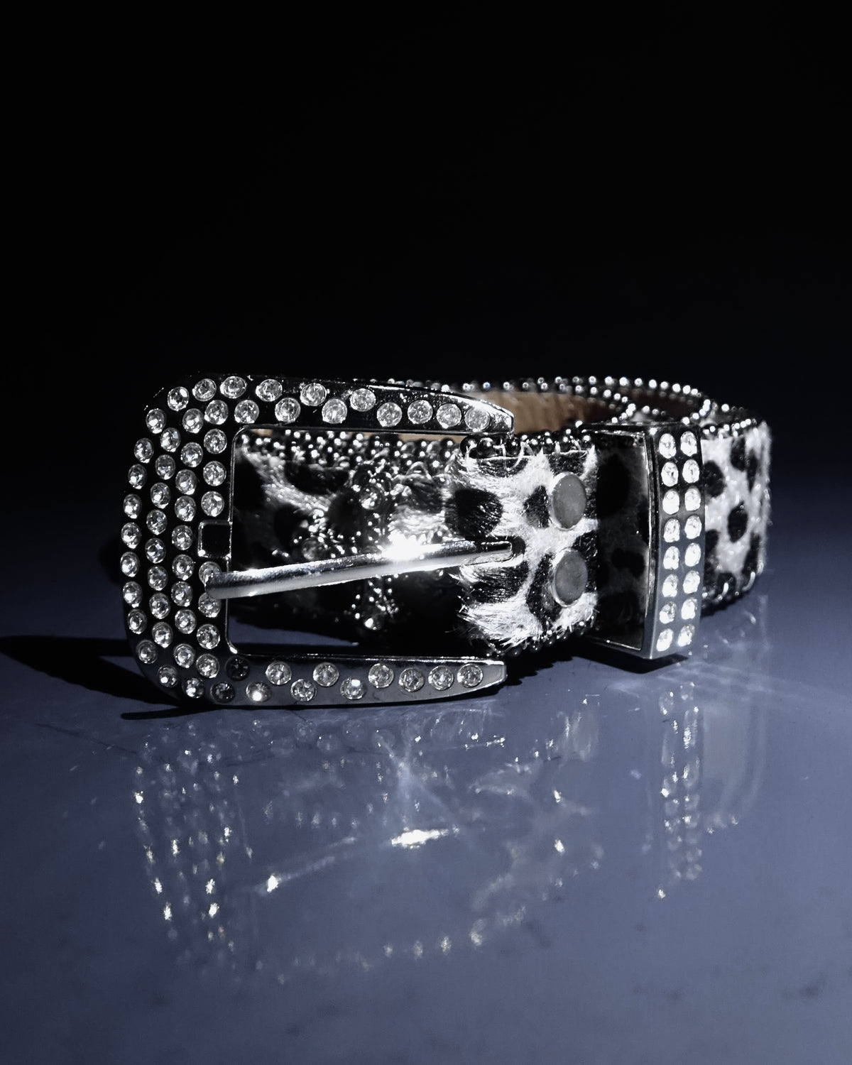 Snow Leopard Rhinestone Belt V1