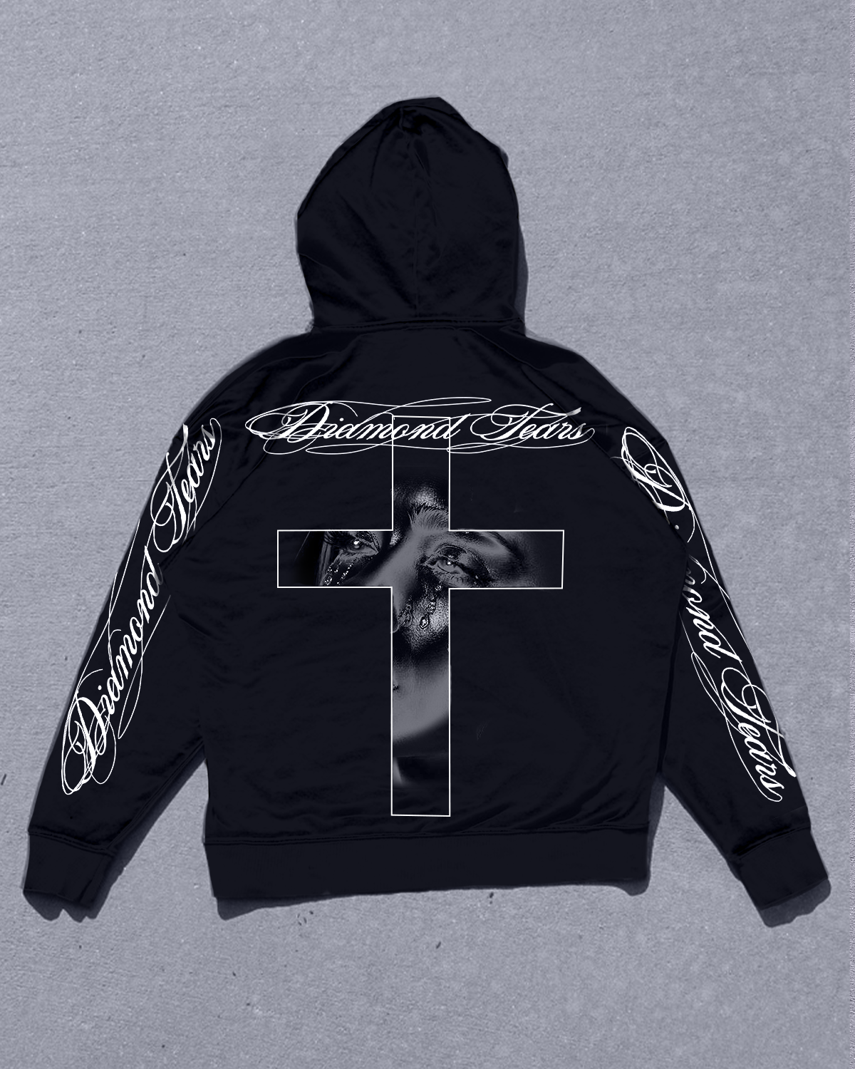 (NEW) Diamond Tears Cross Hoodie