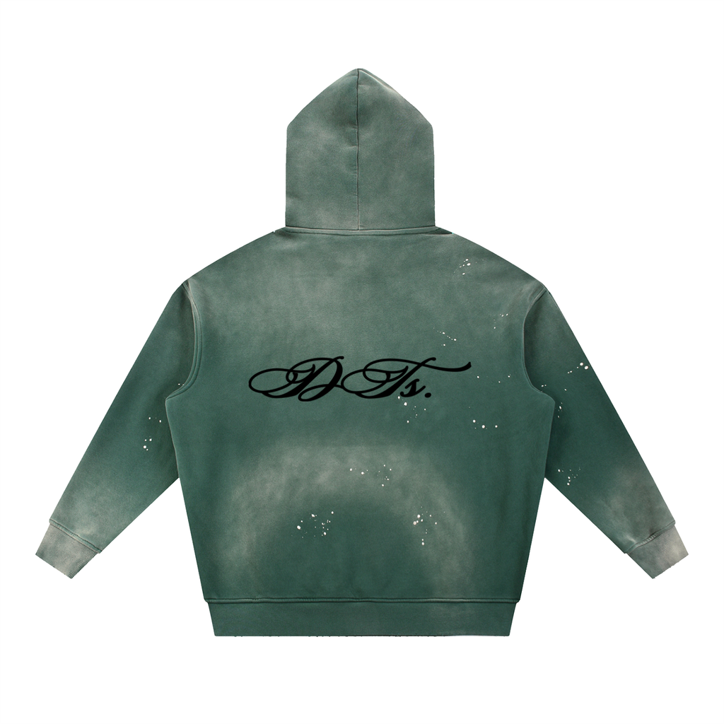 Vintage Washed Frayed Fleece Hoodie