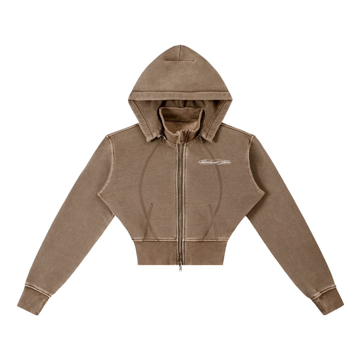 Vintage Washed Cropped Fleece Hoodie