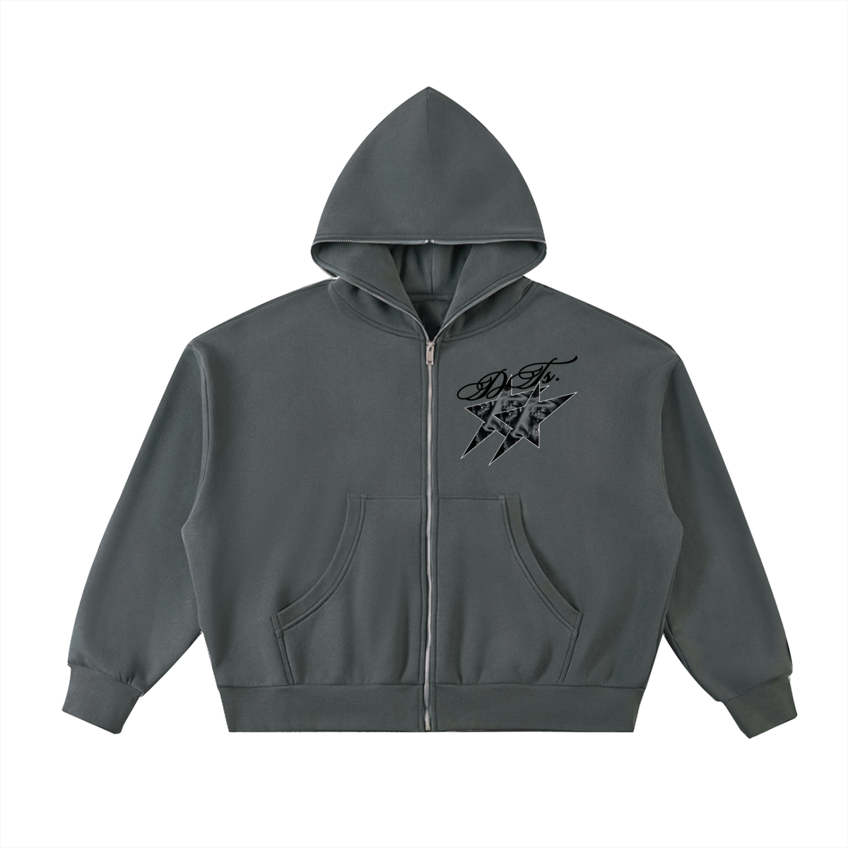 Fleeced Full-Zip Boxy Hoodie