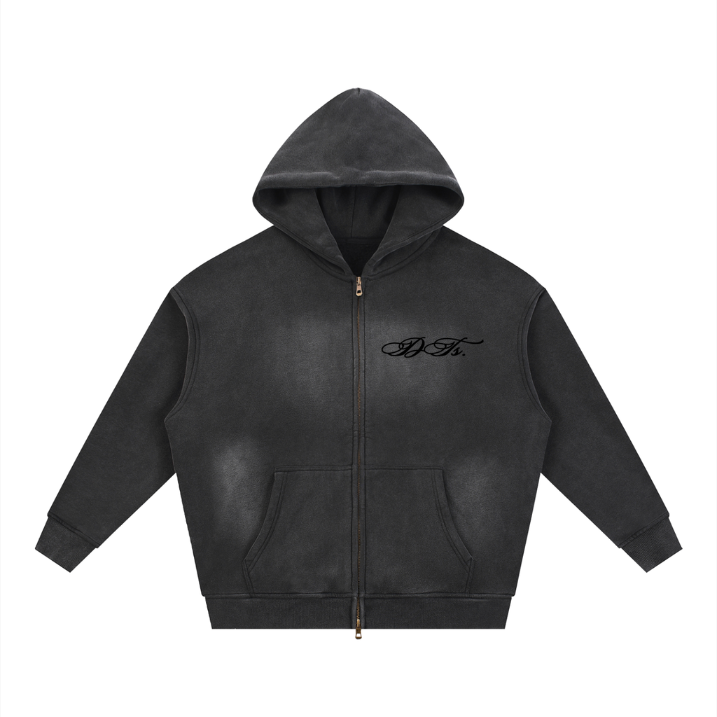 Sunfade Two-way Zipper Boxy Fleece Hoodie