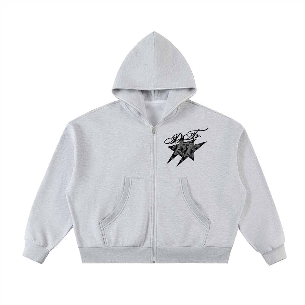 Fleeced Full-Zip Boxy Hoodie