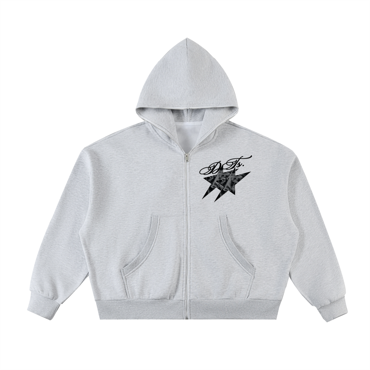 Fleeced Full-Zip Boxy Hoodie